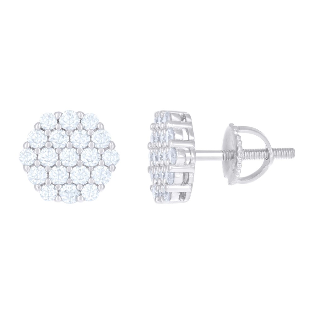 925 Sterling Silver Womens 0.76ct Moissanite Octagon Stud Earrings